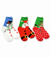 Christmas Kids 3 Pack Cotton Crew Holiday Snow Man Socks